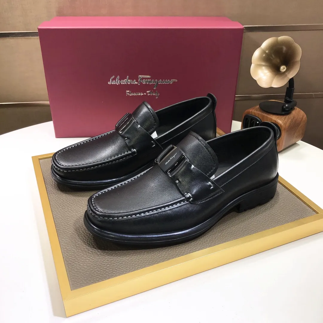 Men's shoes 💰500💰[Ferragamo/Ferragamo] The latest model in the counter. Original imported cowhide fabric + 🐂 water-dyed sheepskin lining + original luxury metal buckle + original combined outsole. Comparison without pressure 38--45 (45 is custom-made and cannot be returned or exchanged)